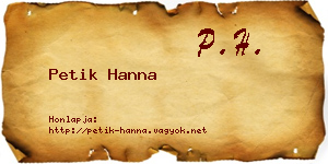Petik Hanna névjegykártya